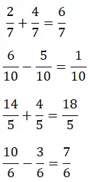 Addition et soustraction de fractions avec un dénominateur commun