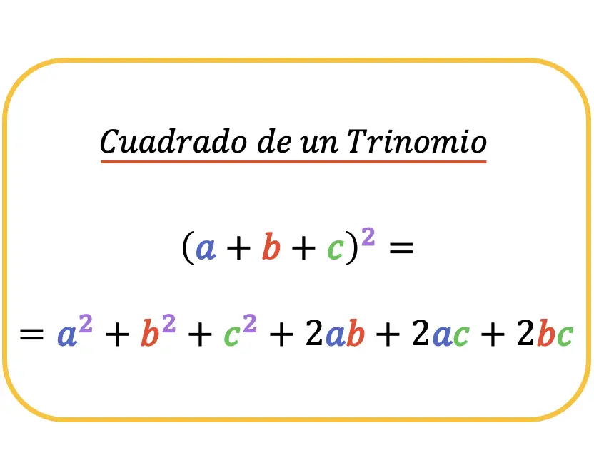fórmula para um trinômio quadrado