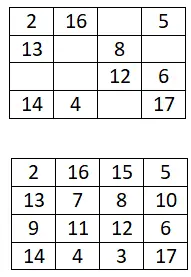 quadrado mágico 4x4
