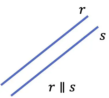 posição relativa de duas linhas paralelas