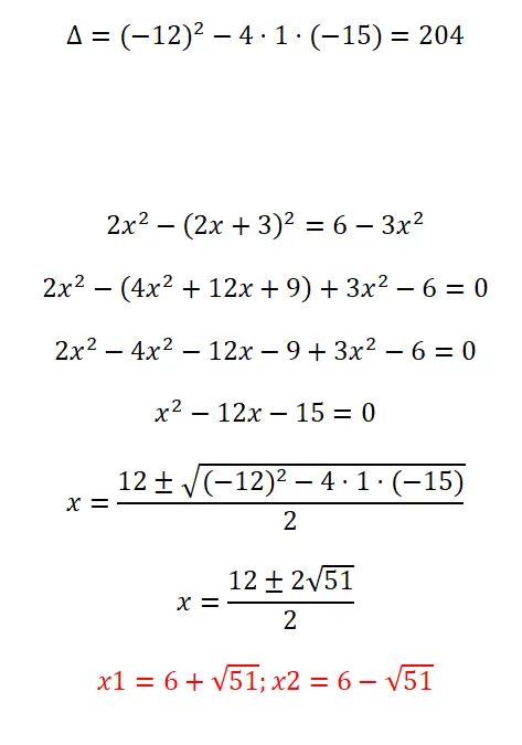Équation quadratique difficile