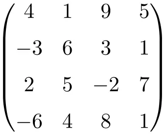 Beispiel einer quadratischen Matrix der Ordnung 4