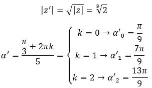 Exemple de calcul des racines d'un nombre complexe