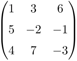 Beispiel einer quadratischen Matrix der Ordnung 3