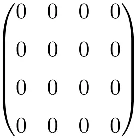 Beispiel einer Null- oder Nullmatrix der Dimension 4x4