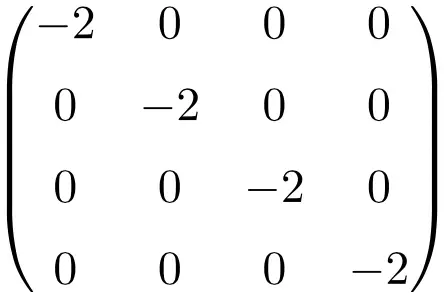 维度为 4x4 的标量矩阵的示例