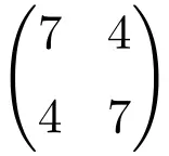 维度 2x2 的对称矩阵的示例