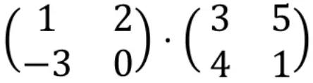 Beispiel für die Multiplikation zweier Matrizen der Dimension 2x2, Operationen mit Matrizen