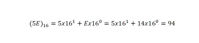 Exemplo de notação hexadecimal