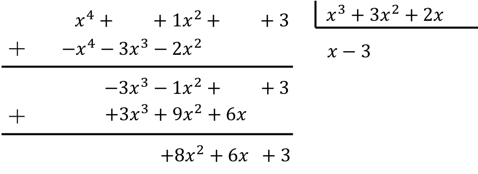 exemplo de divisão de 2 polinômios