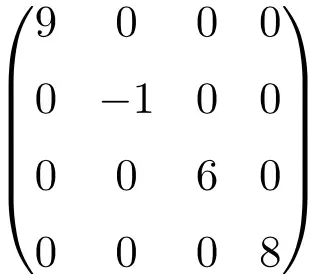 Exemplo de matriz diagonal 4x4