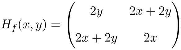 Exercice résolu de la Hessienne ou matrice Hessienne de dimension 2x2