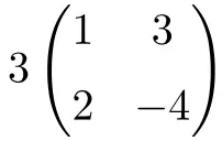 Exercício resolvido do produto de um número por uma matriz 2x2, operações com matrizes