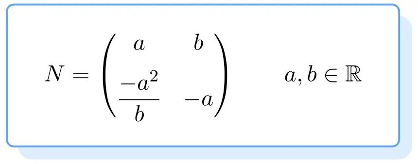 estrutura e fórmula de uma matriz nilpotente 2x2