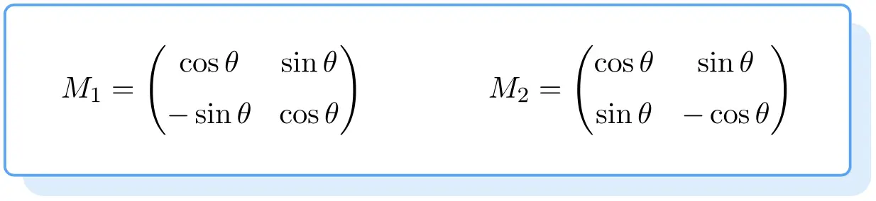 formule de la matrice orthogonale de dimension 2x2