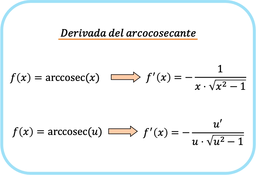 fórmula derivada de arcossecante