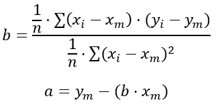 formula dei minimi quadrati