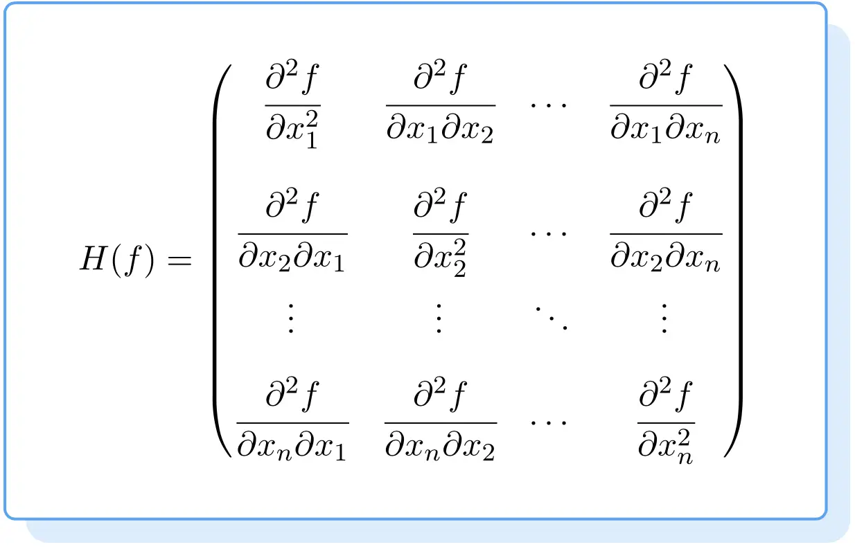 Fórmula de matriz hessiana ou hessiana