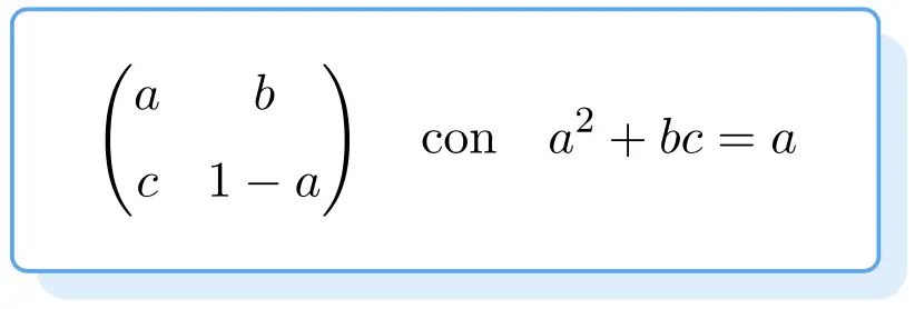 Formula di matrice idempotente 2x2