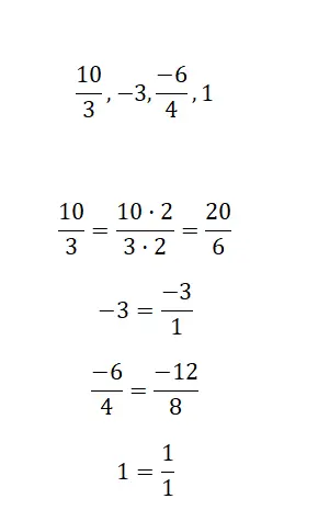 Frações equivalentes a números inteiros