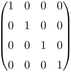 identità o matrice unica di dimensione 4x4