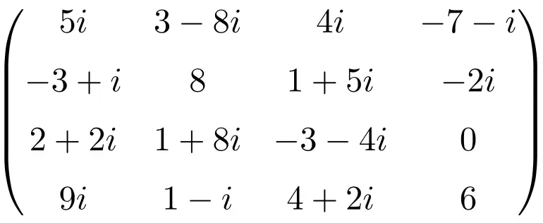matrice complessa di dimensione 4x4