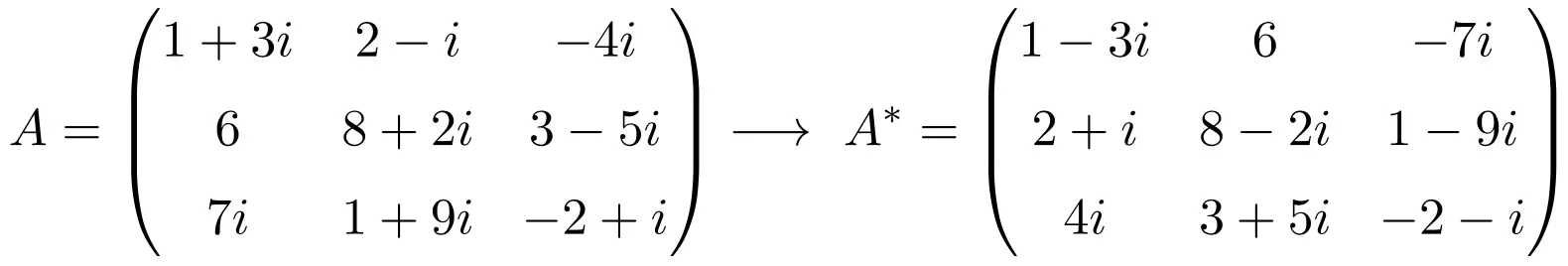 matrice transposée conjuguée de dimension 3x3