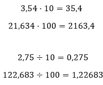 Propriedades dos números decimais