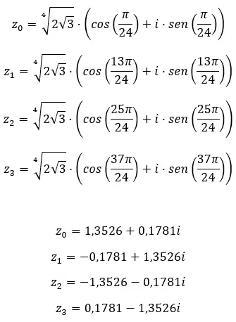 Raízes de números complexos na forma binomial