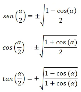 Razões trigonométricas do meio ângulo